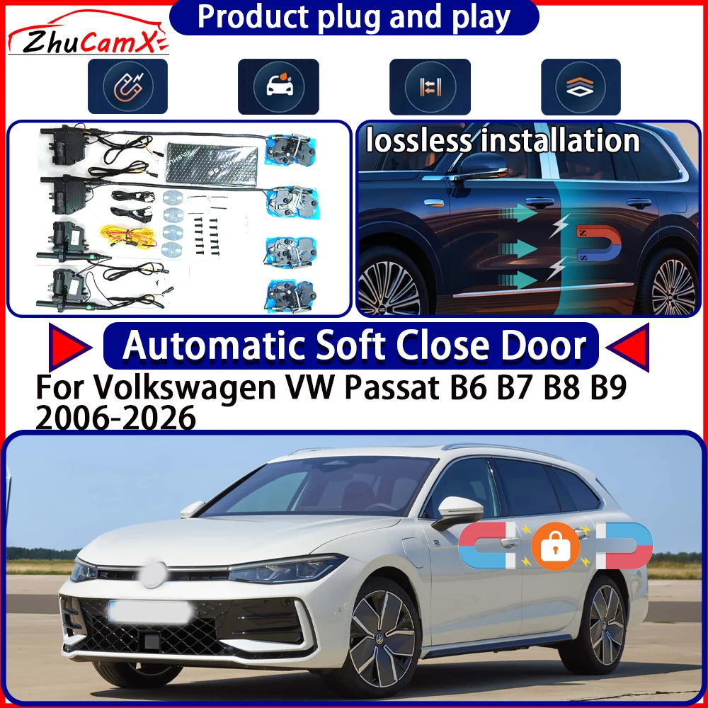 Door Lock Actuator for Volkswagen VW Passat B6 B7 B8 B9 2006-2026 Soft Close Door Kit Power Latch System Auto Pull Door Easy