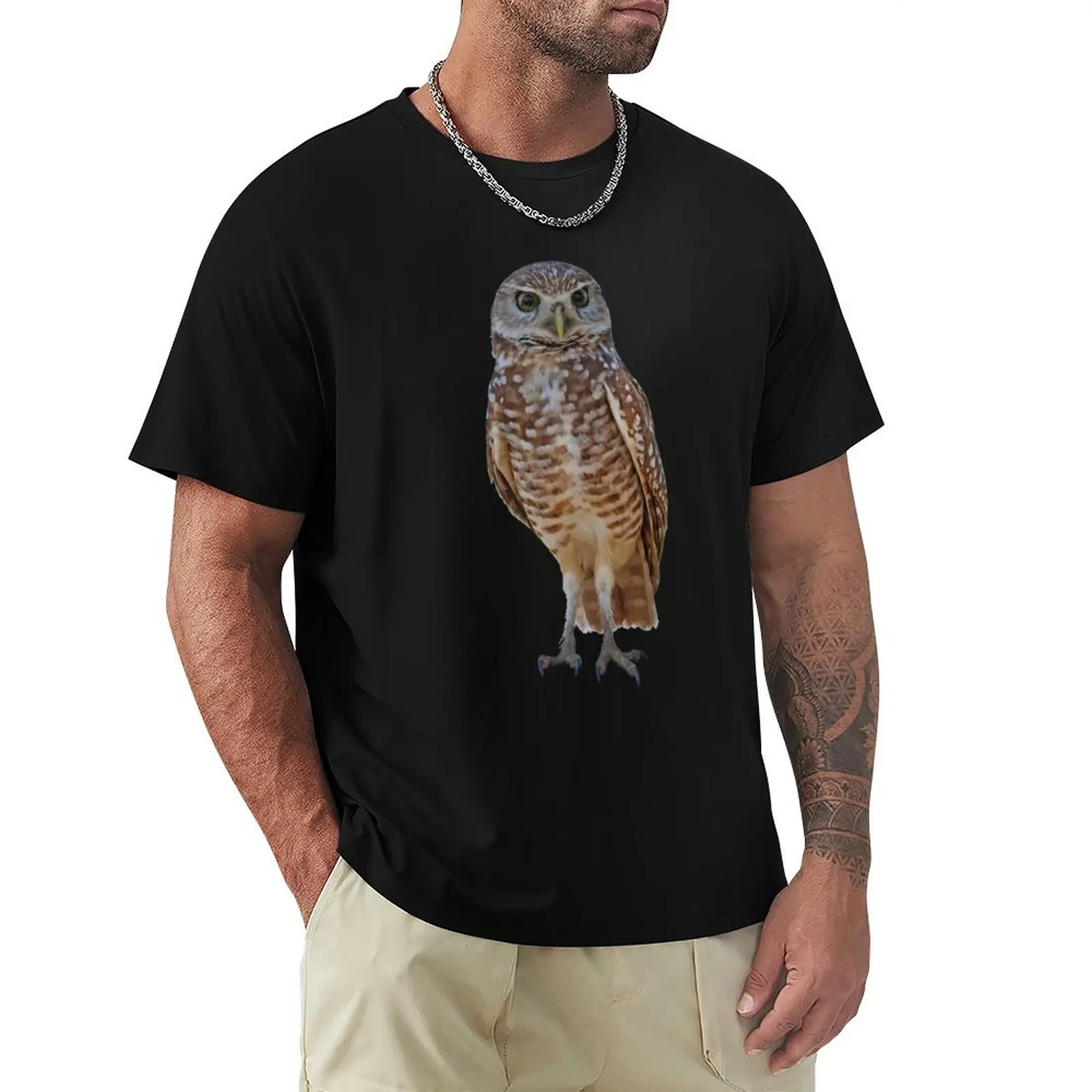 Cute Burrowing Owl Portrait T-Shirt Breathable Workout Short Sleeve Top