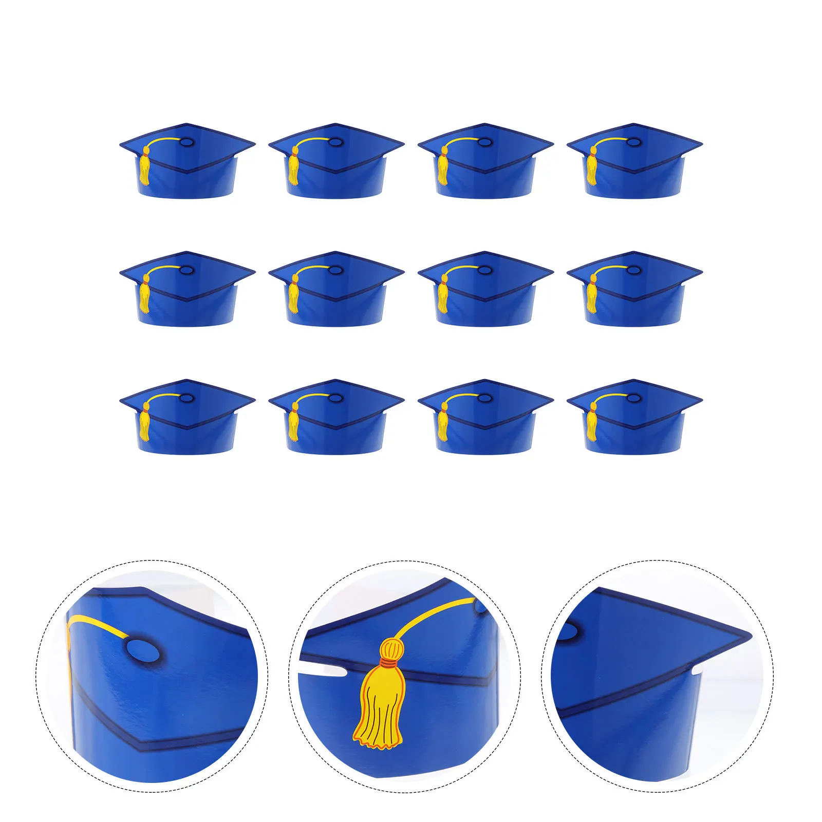 12 Stück Papier-Abschlusskappen, DIY-Handwerk, Abschlussfeier, Dekoration, Fotografie-Requisiten, sicher, stabil, für Kinder und Erwachsene