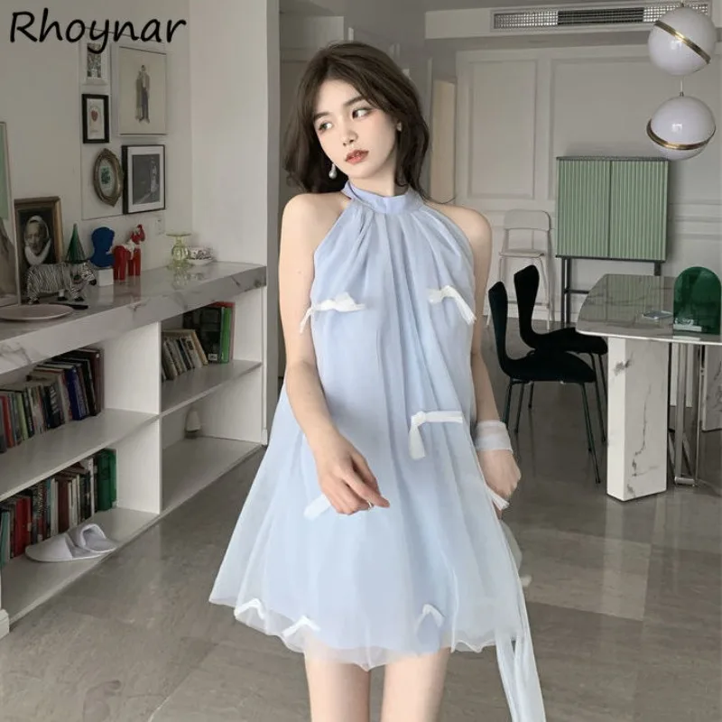 

Summer Fairycore Mini Dress Women Sleeveless Romantic Sweet Thin O-neck Loose Vacation Leisure Sexy Clubwear Popular Ins Stylish