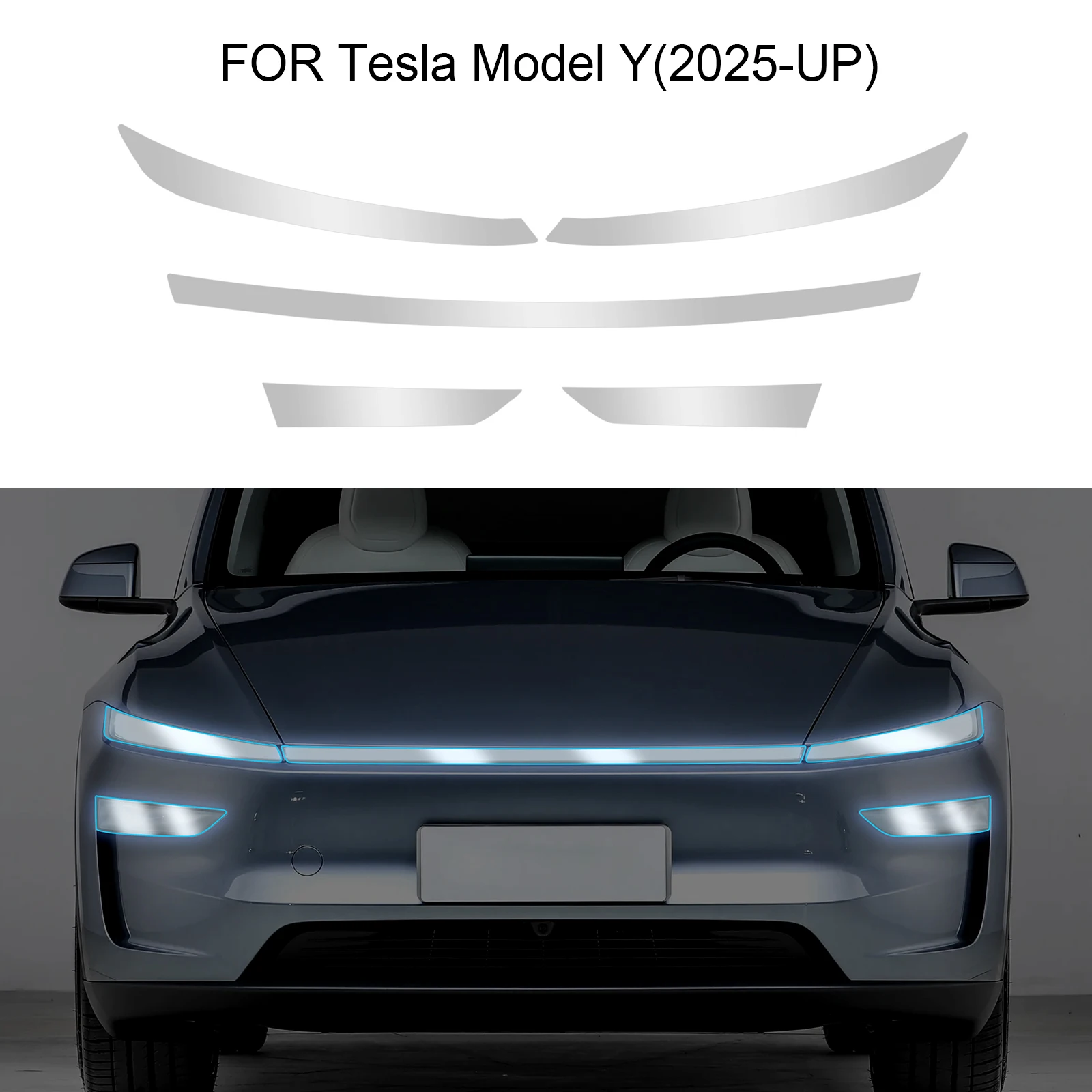 Front Headlight Daytime Running Light Protective Film For Tesla Model Y 2025 2026 Scratch Resistant Car Parts Accessories