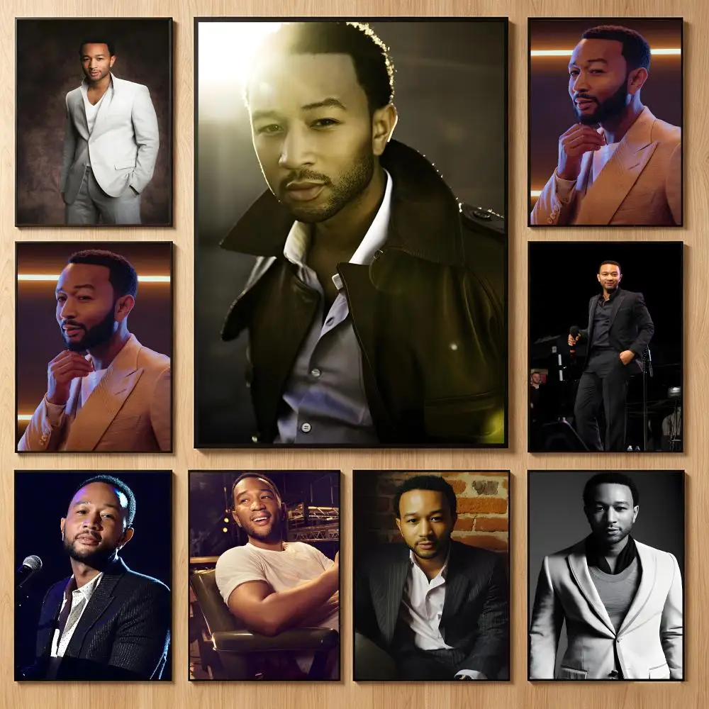 Smooth Vocal Artist J-John Legend Poster Classic Self-Adhesive PP Wall Sticker for Living Room Bar Decor Gift
