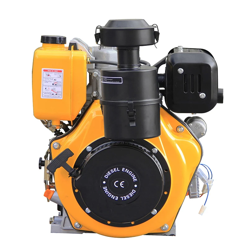 HR192FBE 8kW 4-Stroke Single Cylinder Diesel Engine Air-Cooled Electric Start Machinery Oil Bath Air Filter Thread Shaft