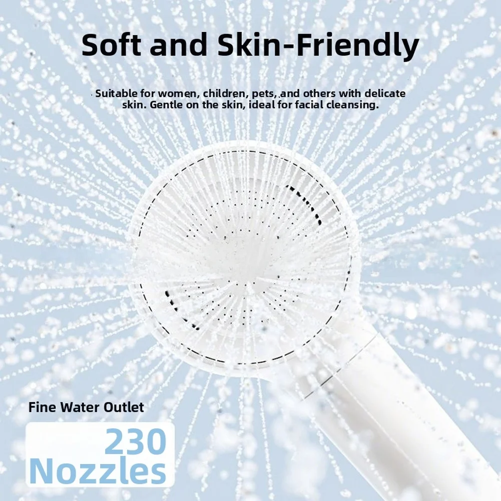 Dual Mode Cloud White Shower Head with High Pressure Air Boost 360 Degree Rotation and 230 Fine Holes for Soft Water Flow