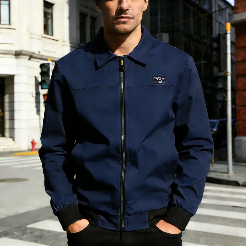 

EU Size Men's Long Sleeve Zipper Lapel Collar Jacket Coats Spring Thin Solid Color Casual Jacket Outdoor Streetwear Daily