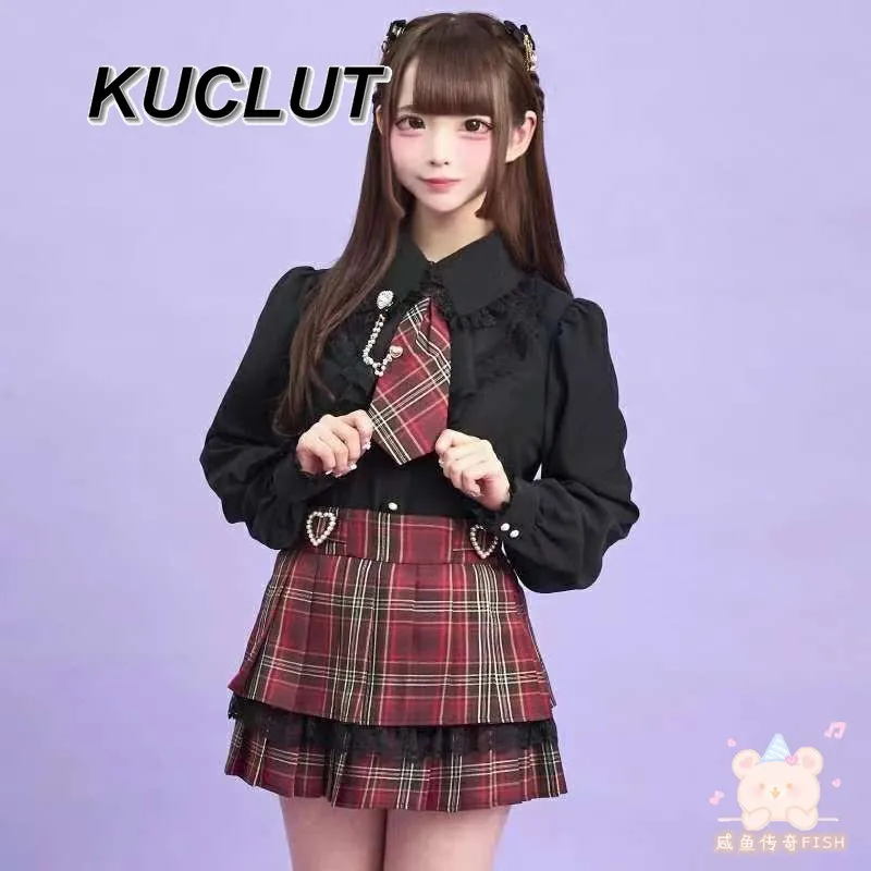 

Весенне-осенние женские топы, новый японский галстук-цепочка в стиле Лолиты, униформа JK, топ с длинными рукавами, внутренняя одежда, повседневная рубашка