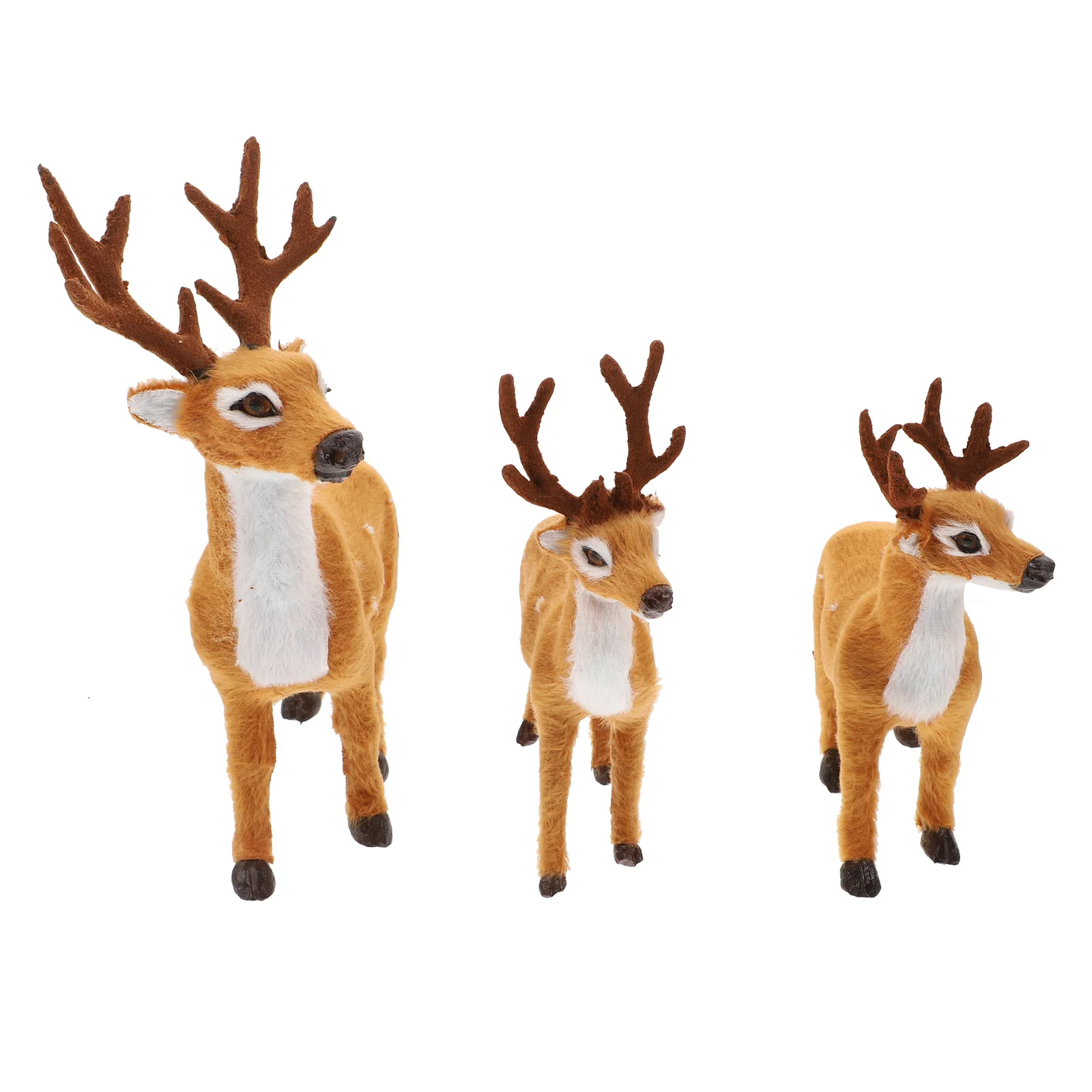 

3 PCS Simulated Sika Deer Realistic Ornament Decor Xmas Animal Decorate Figurine Craft Plastic Adornment