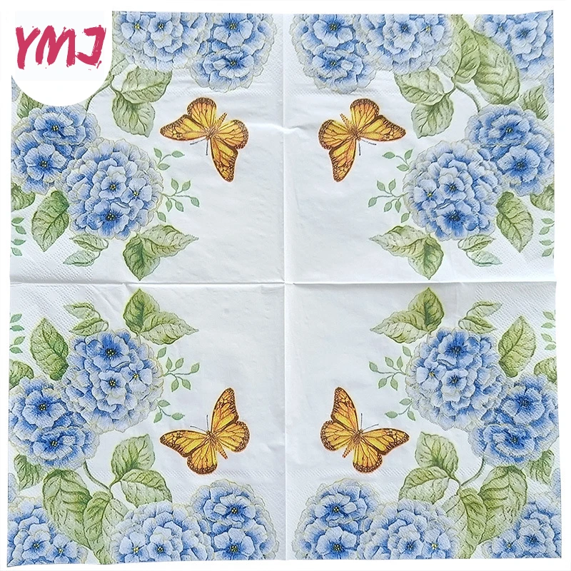 10/20pcs/Pac Rusty Ball Butterfly Print Napkins Disposable Hotel Cafe Birthday Party Decoration Original Wooden Paddle Napkins