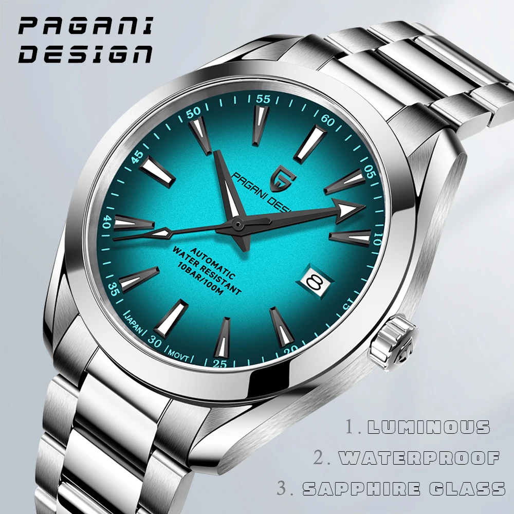 

PAGANI DESIGN Деловые мужские часы A150 8215, механические автоматические часы из нержавеющей стали, водонепроницаемые часы с сапфировым стеклом для мужчин