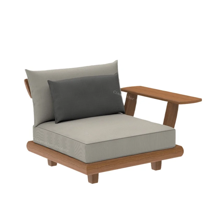 أريكة خشبية حديثة مقسمة من خشب الساج مجموعة أثاث الفناء للحديقة الخارجية #1