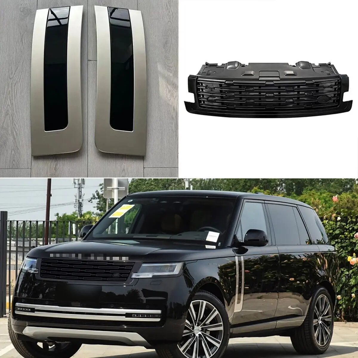 3Pcs Front Grille Side Vent Mesh Grill Bar Trims Fits for Range Rover 2023 2024