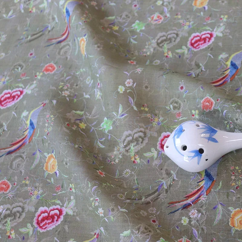 

Comfortable and high-quality natural pure ramie linen fabric, summer thin Chinese style robe dress, DIY stitched