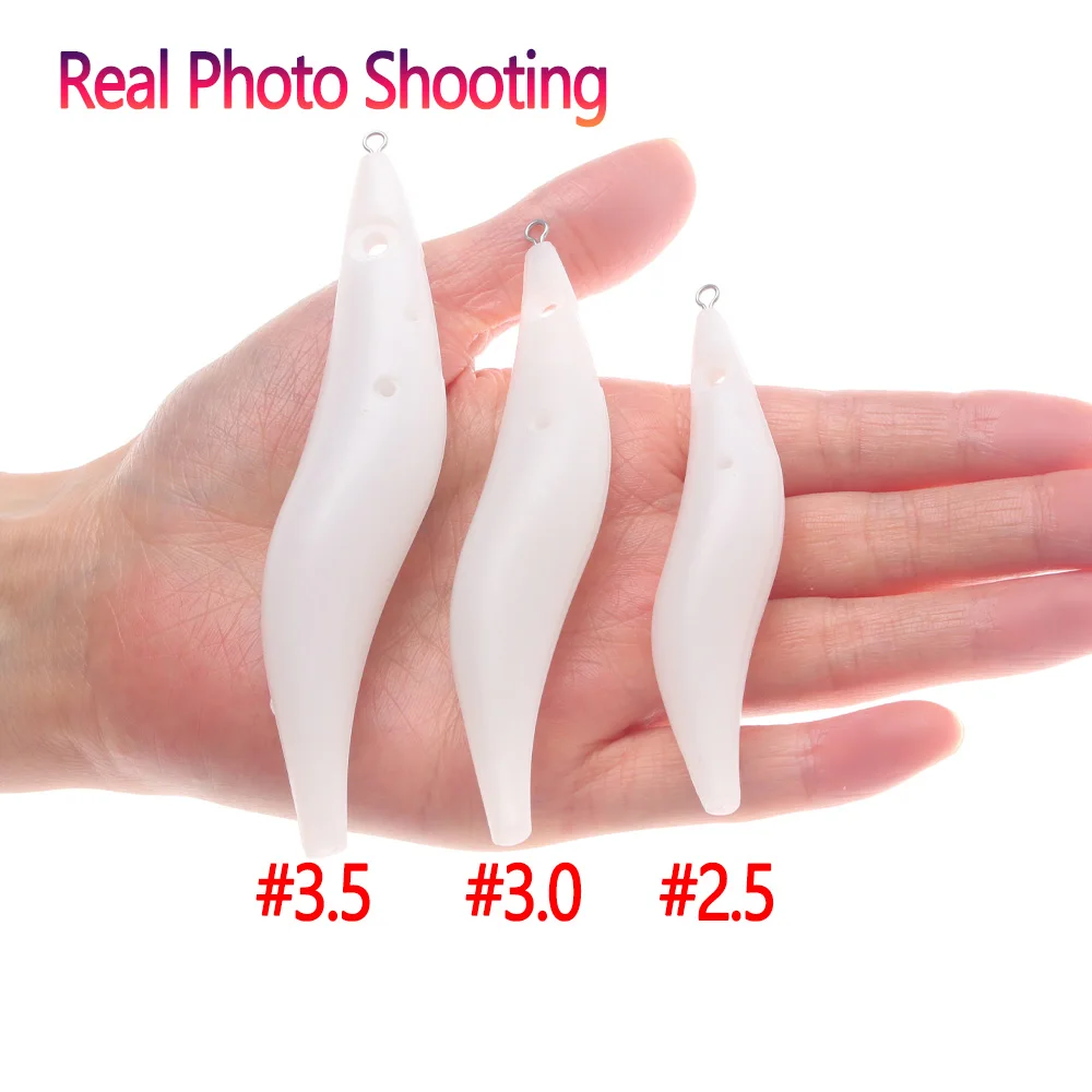 Bimoo 10pcs #2.5 #3.0 #3.5 Plastic Squid Jig Lure Blank Body Blanks Squid Lure Shrimp DIY Body Saltwater Fishing Accessories