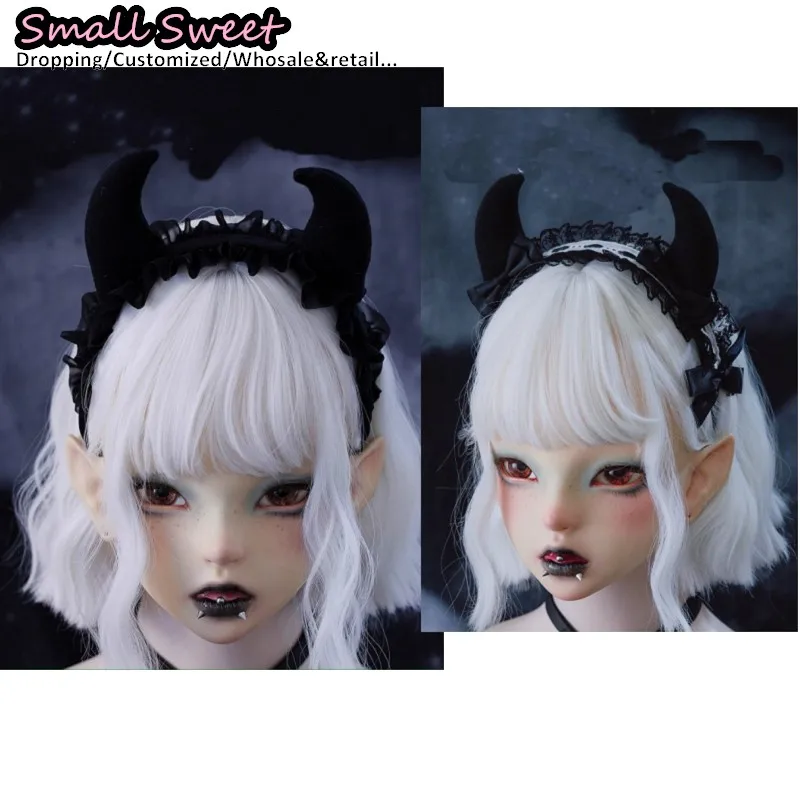 

Punk Handmade Devil's Horn Ox Horn Bow Hair Hoops Subcultural Rock Halloween COS Barrettes Gothic Lolita Steampunk Accessories