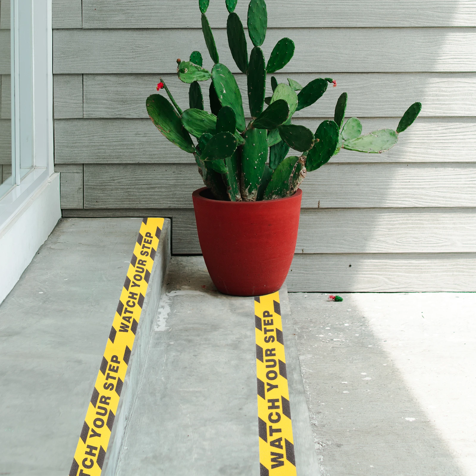 2 Rolls Non-slip Adhesive Tape Warning Signs Sticker Outdoor Step Decals Watch Your Step Floor Stickers Anti-slip Stair Tread