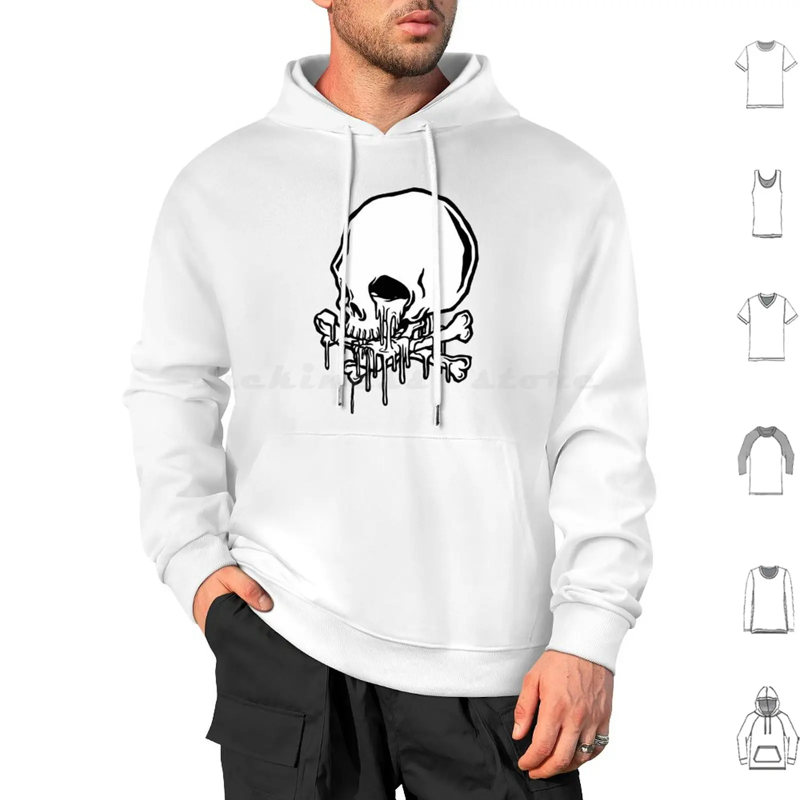 Melting Skull Hoodie cotton Long Sleeve Skull Melting Melting Skull Skulls Death Skeleton Trippy Drip Dripping Punk Melt Pride