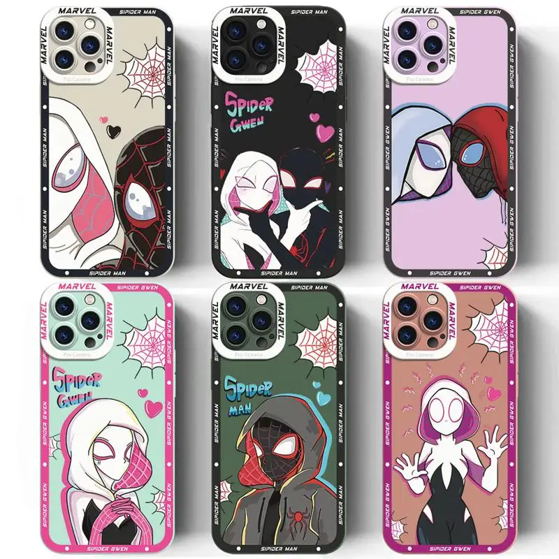 Marvel Sipiderman Gwen Phone Case for Apple iPhone 13 Pro 15 Plus XR 12 Mini 11 SE 14ProMax XS Max 8 7 Silicone Cover