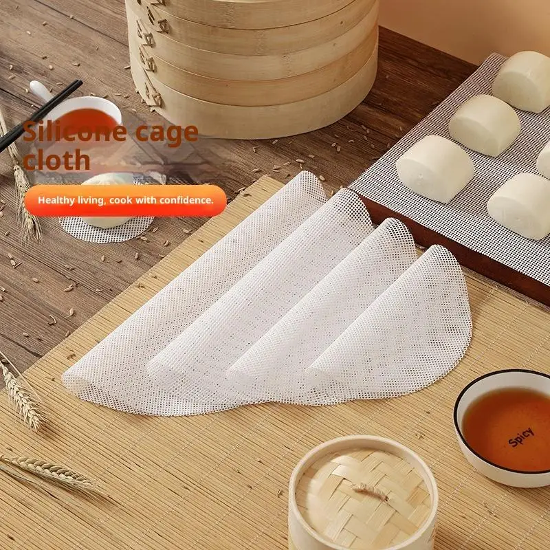 3pcs/set Reusable Silicone Non-Stick Steamer Liners, Round Steaming Mat For Bamboo Steamer Cooking, Heat Resistant Kitchen