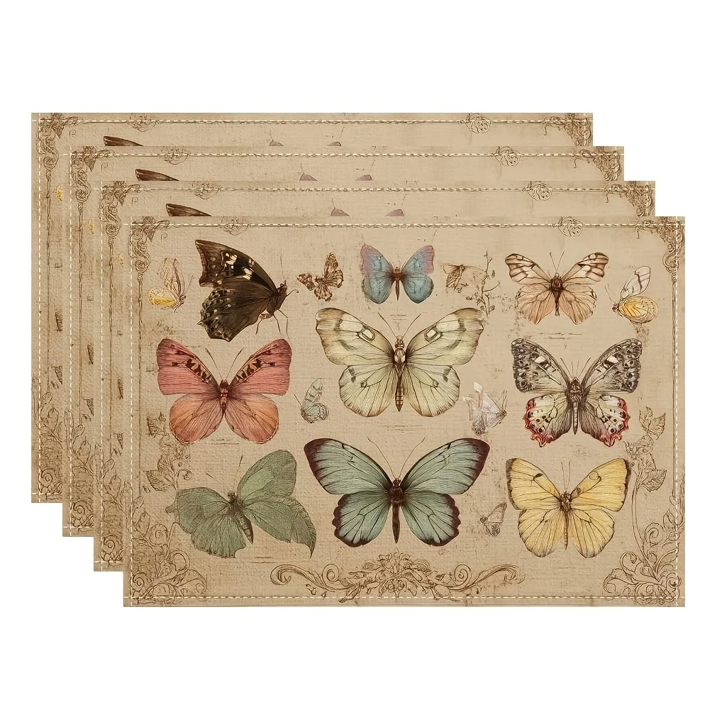 4/6/8pc Peacock Bless Home Placemats Linen For Festive Table Setting Colorful Design Home Decor