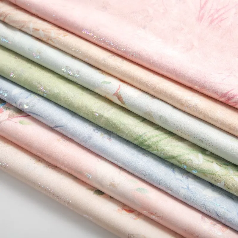 

Soft satin-colored jacquard printed fabric for women's cheongsam dresses and Hanfu