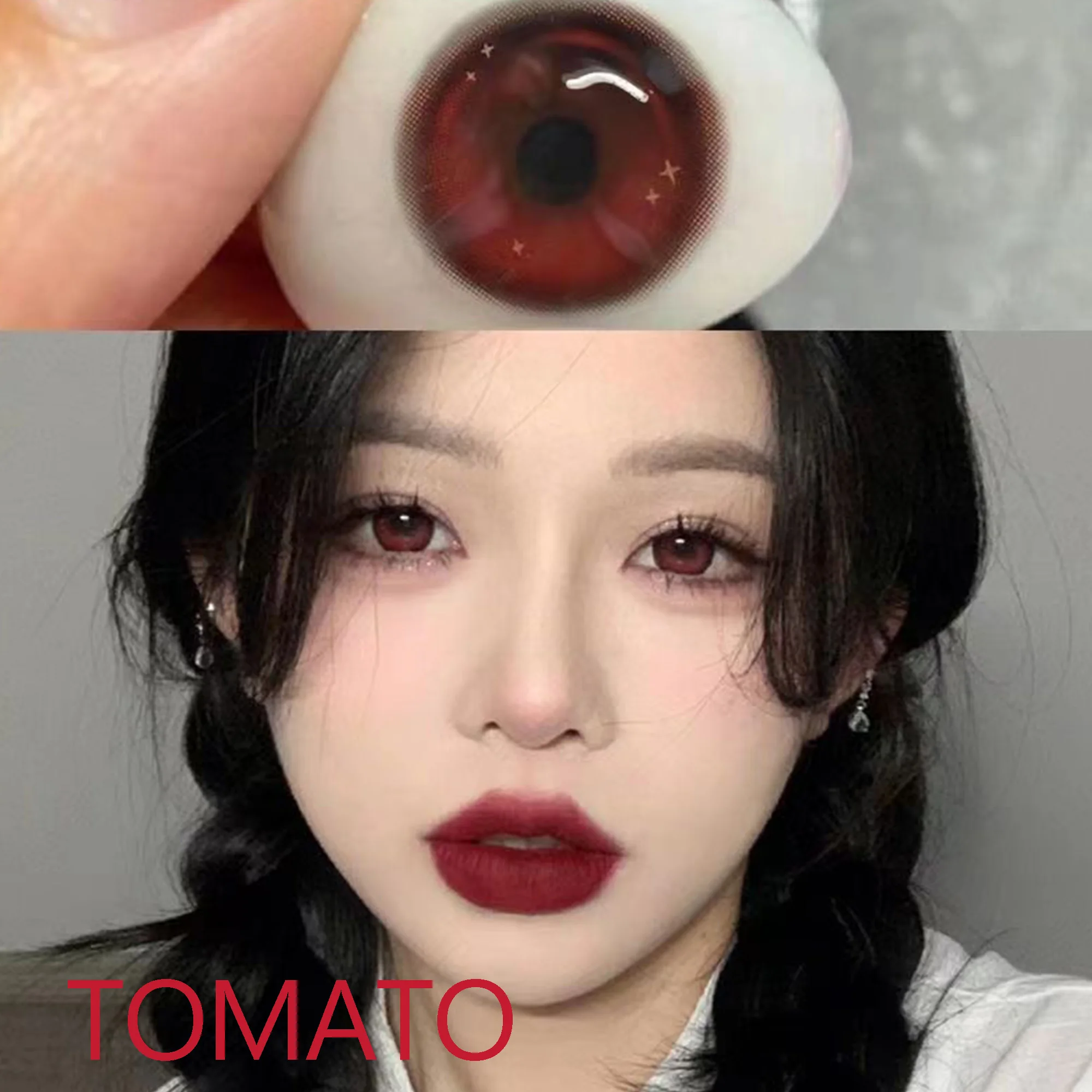 Coslens Glitter Halloween Red Zombie 14.50mm Cosplay Eye Look Contact Lenses Anime Accessories линзы для глаз цветные Tomato