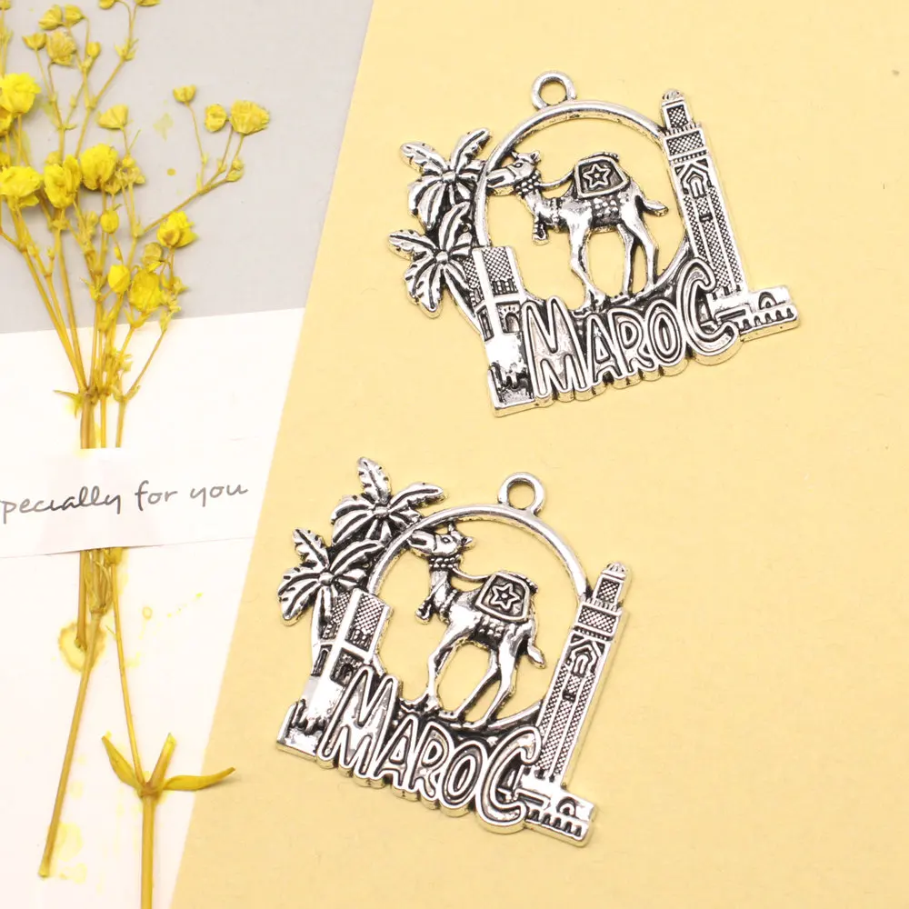 House Pendants Man Pendant Accesori Jewels For Crafts 42x47mm 2pcs Antique Silver Color image 2