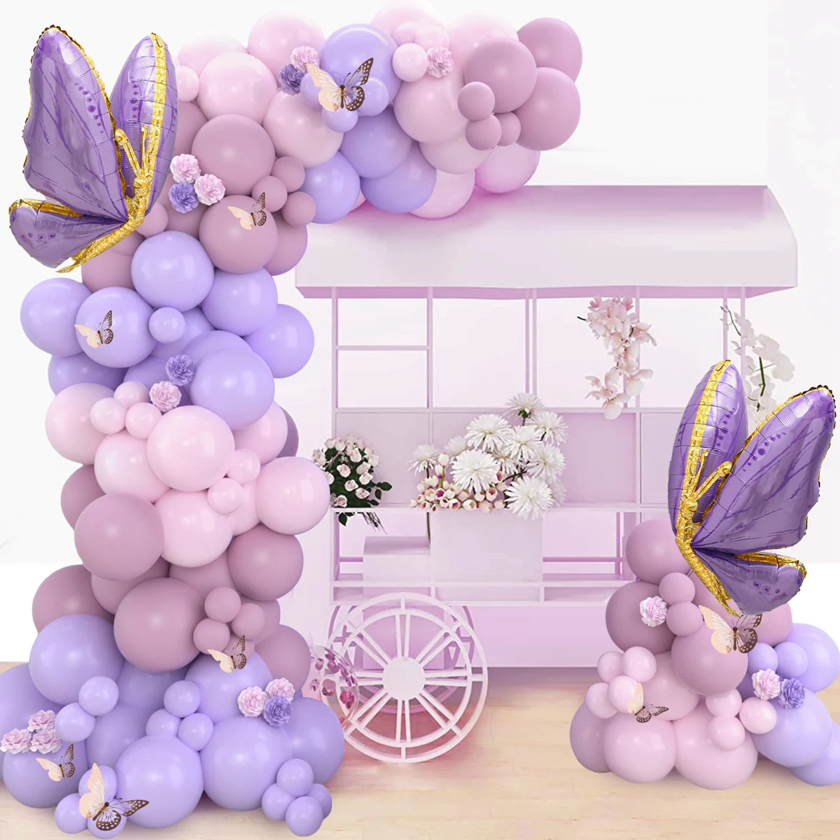 122pcs Macaron Pink Purple Butterfly Balloons Garland Arch Kit Butterfly Birthday Party Baby Shower Wedding Party Decor Globos