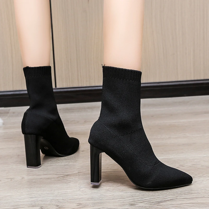 Versatile Martin boots 2021 new autumn and winter thick heel mid-calf slimming short boots women's boots suede high heels