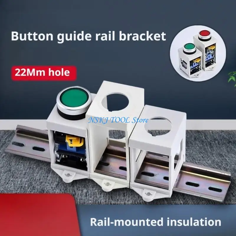 L8RC Industrial Control Cabinet Mount Support for 22 mm Button Components, Plastic DIN Fit for Enclosure Installation