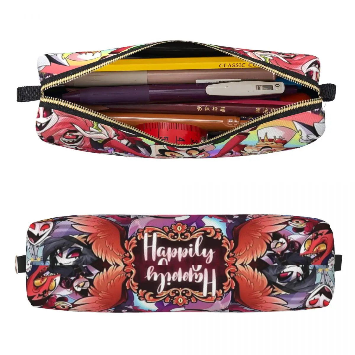 مقلمة كوميدية كرتونية عصرية من Helluva Boss حقائب أقلام رصاص للفتيات والأولاد ذات سعة كبيرة حقائب أقلام رصاص بسحاب للمدرسة