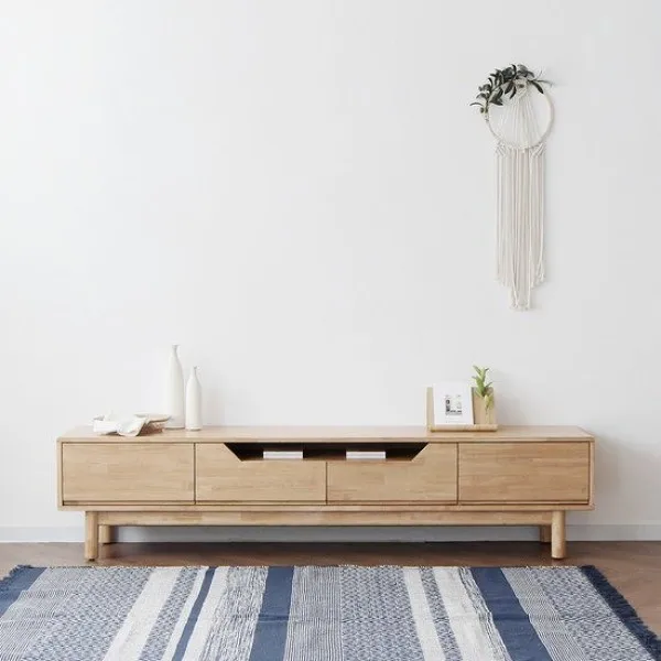 

Nordic all-solid wood TV cabinet modern simple floor-to-ceiling living room small apartment 2025new TV cabinet