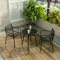 Simple outdoor patio table and chair combination cafe outdoor milk tea shop leisure wrought iron three-piece balcony