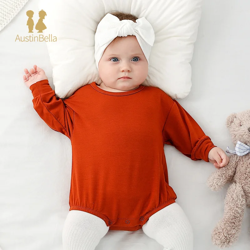 Austin&Bella Baby's Clothing Bamboo Fiber Romper Baby Triangle Jumpsuit Spring Autumn Long Sleeved Bodysuit Newborn Baby Clothes