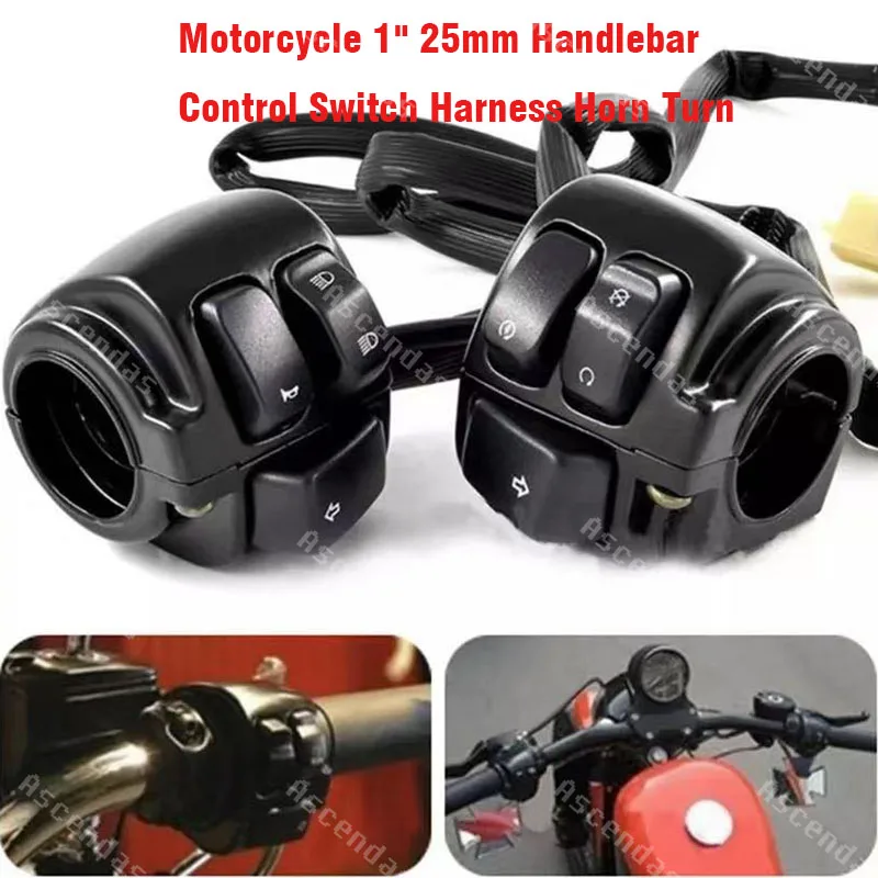 

Newest Motorcycle 1"25mm Handlebar Control Switch with Wiring Harness for Keeway CJK750 QJ150-2G QJ200-2G XL883 Switch