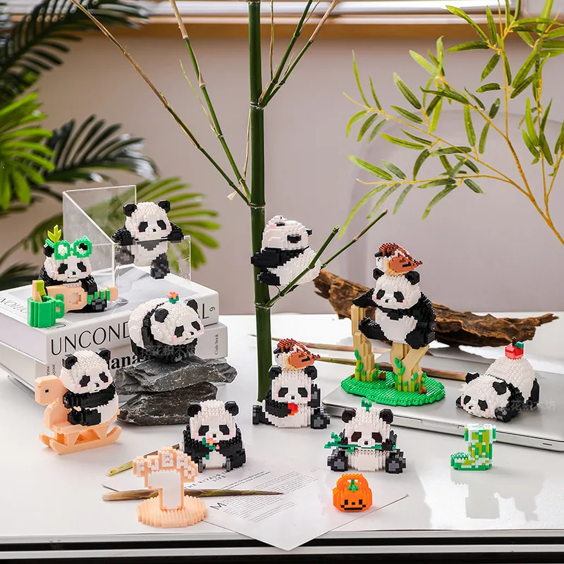 Juego de bloques de construcción de Panda chino para niños y niñas, Mini bloques de montaje creativos, juguetes para niños y niñas de 8 a 14 años,