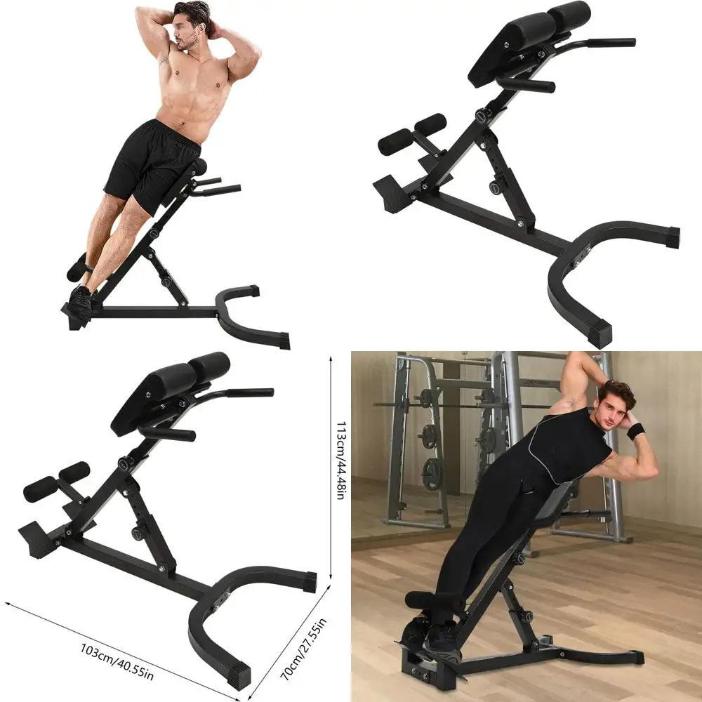 Banco de Hiperextensión con Respaldo de Silla Romana para un Entrenamiento Corporal Completo, Banco de Ejercicios Plegable, Banco Ajustable para Abdominales
