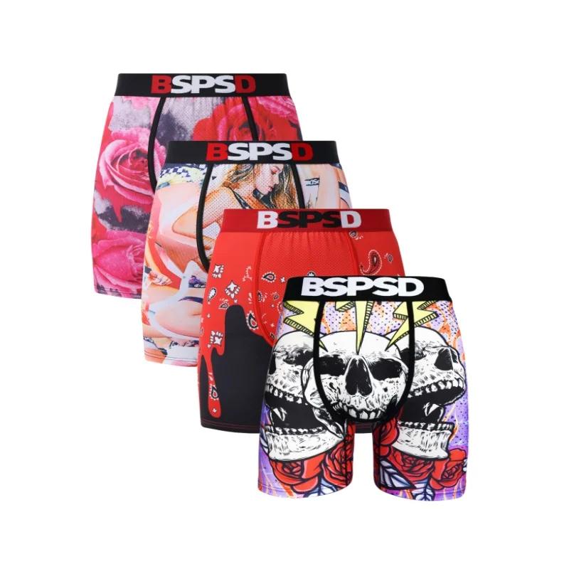 

4 шт., мужские боксеры, нижнее белье, дышащие мужские спортивные трусы, модные мужские трусы с принтом, сексуальные мужские трусы-боксеры, трусы