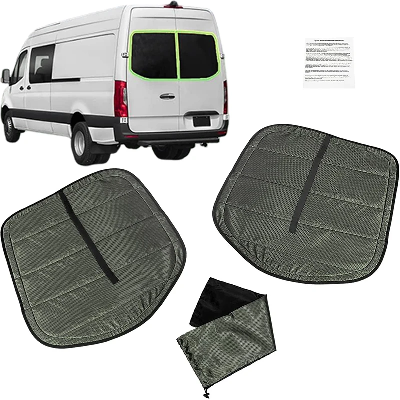 

For Mercedes-Benz Sprinter Cargo Van 2019+ Insulated Blackout Rear Door Covers Windows Covers One Pair