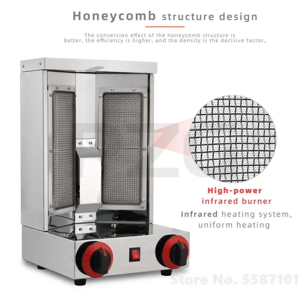 2 Burners Stainless Steel Natural Gas LPG Doner Kebab Machine Kebab Grill Brazilian Shawarma Machines For Sale