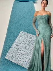 New Beads and Sequins 2025 Fabric Dress for Party Embroidery Net Lace High Quality Fabric Wedding Party Dresses CFS5824