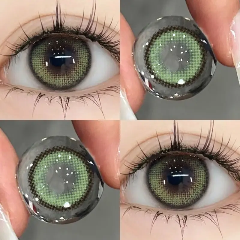 MILL CREEK 2PCS Green Contact Lenses with diopter for Eye Natural Beauty-health Colorld Lense Beauty Pupils Cosmetics Yearly Use