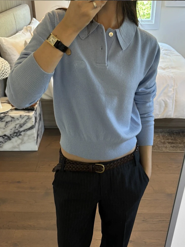 

Многоцветный вязаный свитер с вышивкой Ele, женский, свободного кроя, повседневный, шерстяной топ от Mosathebarnnet