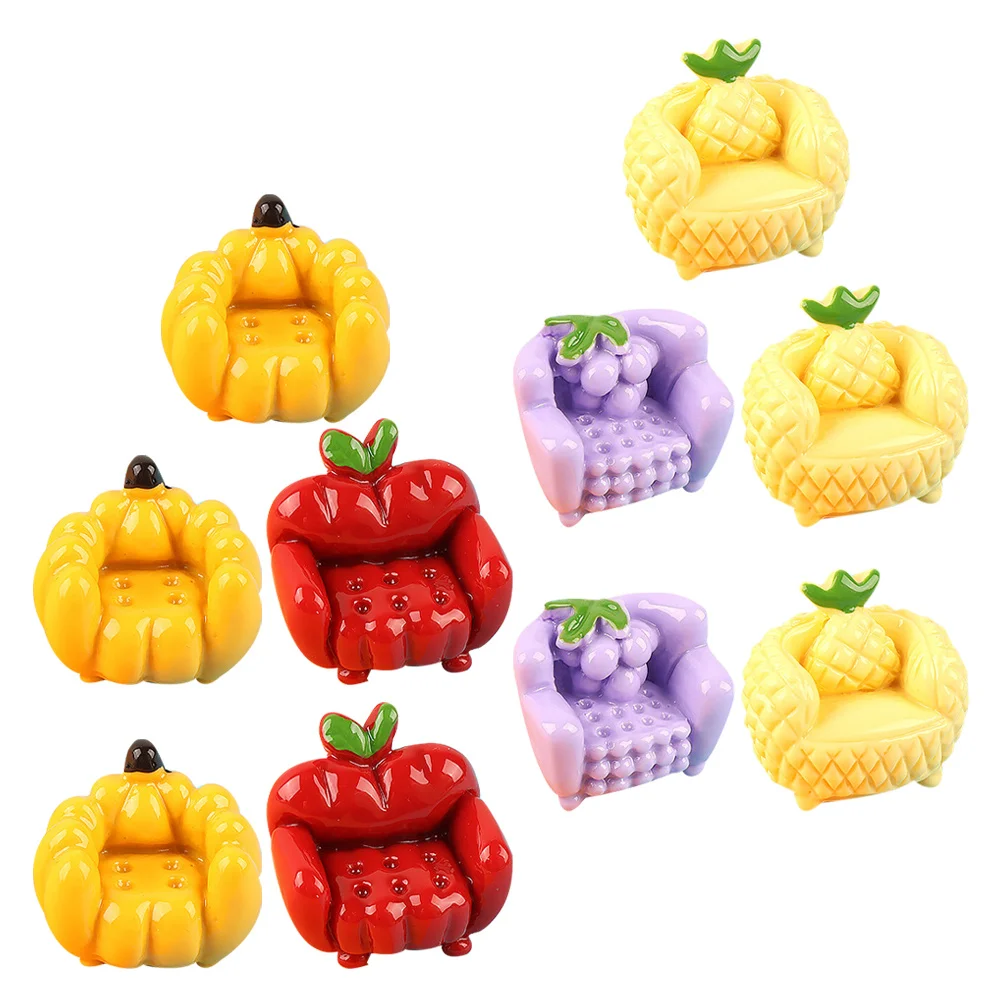 12 Uds Mini fruta sofá encanto resina Diy funda de teléfono decoración artesanía accesorios simulación sofá para Clip de pelo ornamento decoración de la casa