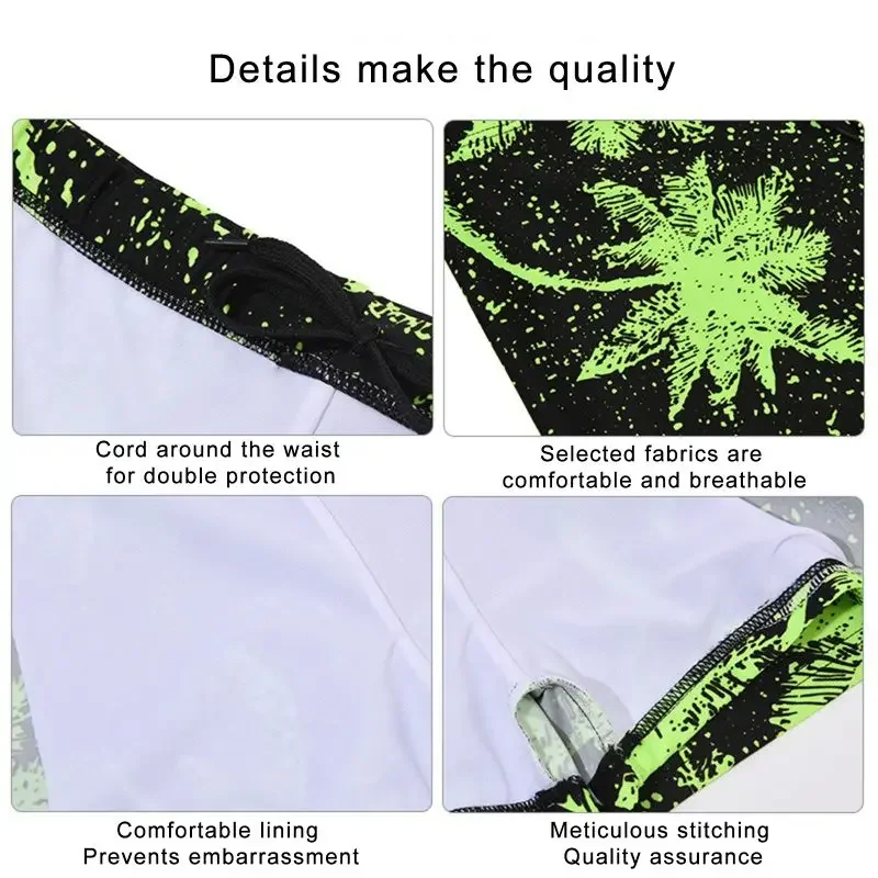 2 قطعة سراويل السباحة الذكور اللياقة البدنية بحر الصيف الرجال سريعة الجافة المطبوعة ملابس السباحة الشاطئ مجلس السراويل ملخصات