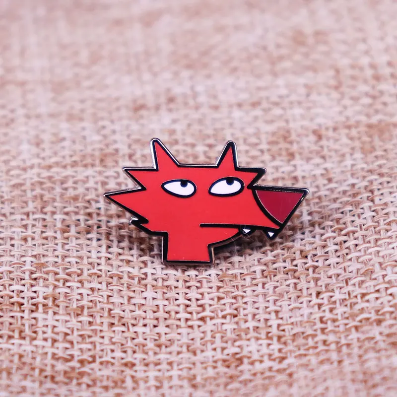 الأحمر الذئب المينا دبابيس الفضاء ذئب ظهره التلبيب دبوس قميص حقيبة شارة مجوهرات هدية للأصدقاء