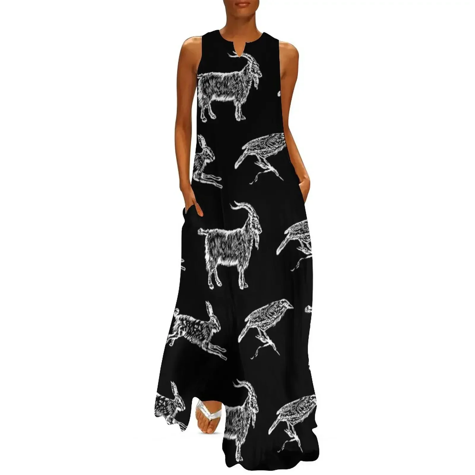 

Hare, Raven, Goat Long Dress dresses for woman Clothing womans clothing evening dresses women Dress