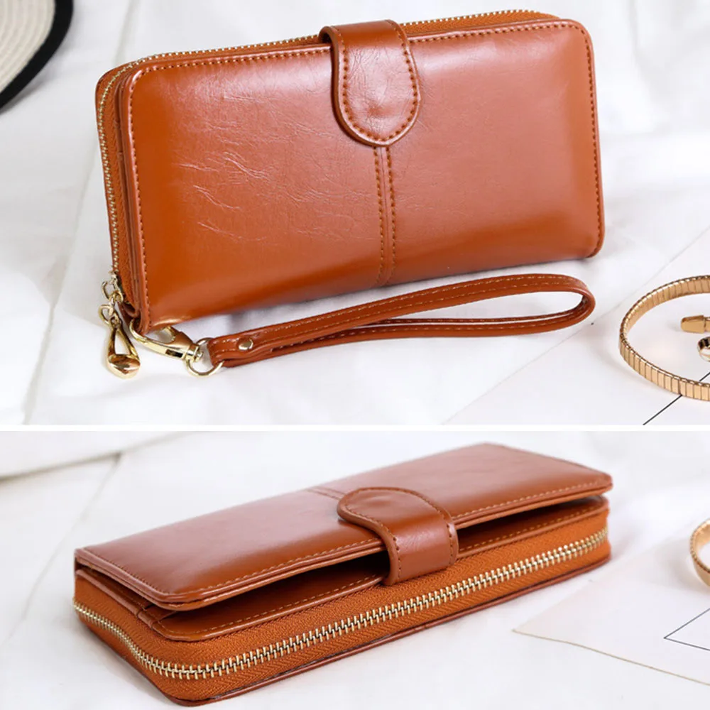 New Women's Long Zipper Wallets Large Capacity Multi slot Wallet Fold Card Holder Coin Purse Handheld Bag mobile phone bag