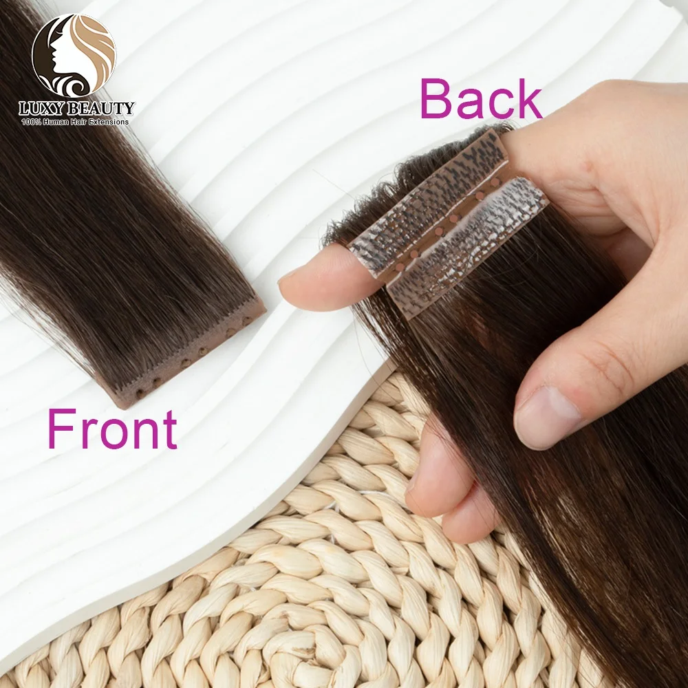 Extensões de cabelo humano com abas duplas, marrom, invisível, injeção reta, trama de buraco pu, microlinks, trama xo, loira, 10 unidades/pacote