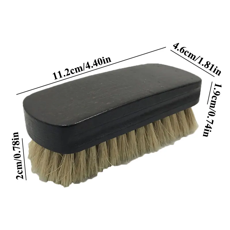 Brosse à Chaussures en Poils de Cochon, pour Pantoufles, Baskets, Livres, Nettoyeur de Bottes, Manche en Bois, Utile