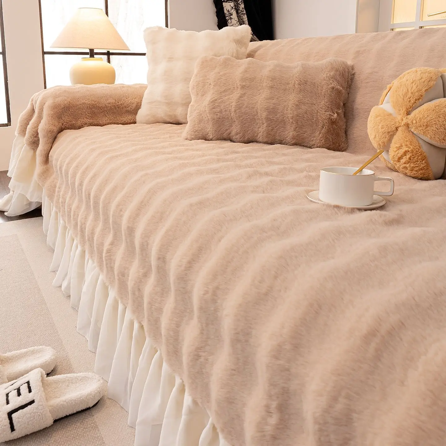 

Imitation Rabbit Fur Sofa Towel Super Soft Fluffy Smooth Fluffy Throw Blanket Winter Warm Thicken Sofa Seat Cover Home Decor